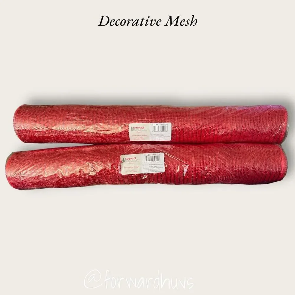 Handmade Holiday Red Decorative Mesh - Two Rolls 21” x 30ft